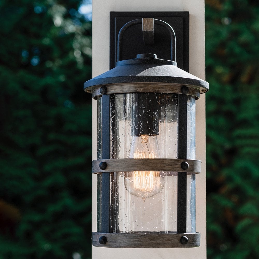 Lakehouse Outdoor Small Wall Lantern In Aged Zinc And Driftwood Grey Finish QN-LAKEHOUSE2-S-DZ