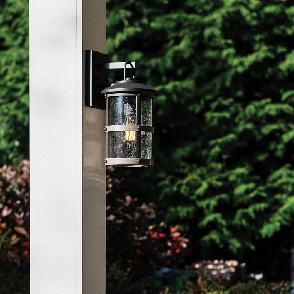 Lakehouse Outdoor Small Wall Lantern In Aged Zinc And Driftwood Grey Finish QN-LAKEHOUSE2-S-DZ