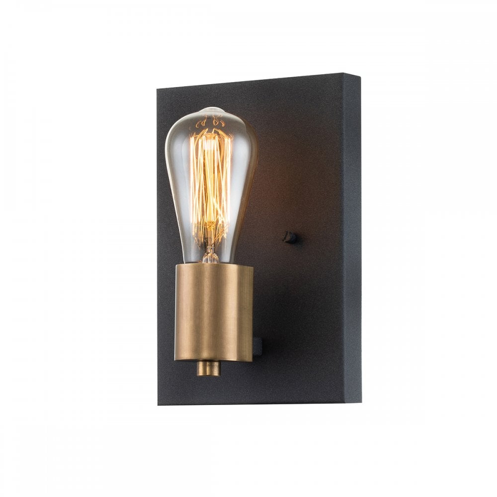 Silas Single Wall Light In Aged Zinc And Heritage Brass Finish QN-SILAS1-DZ