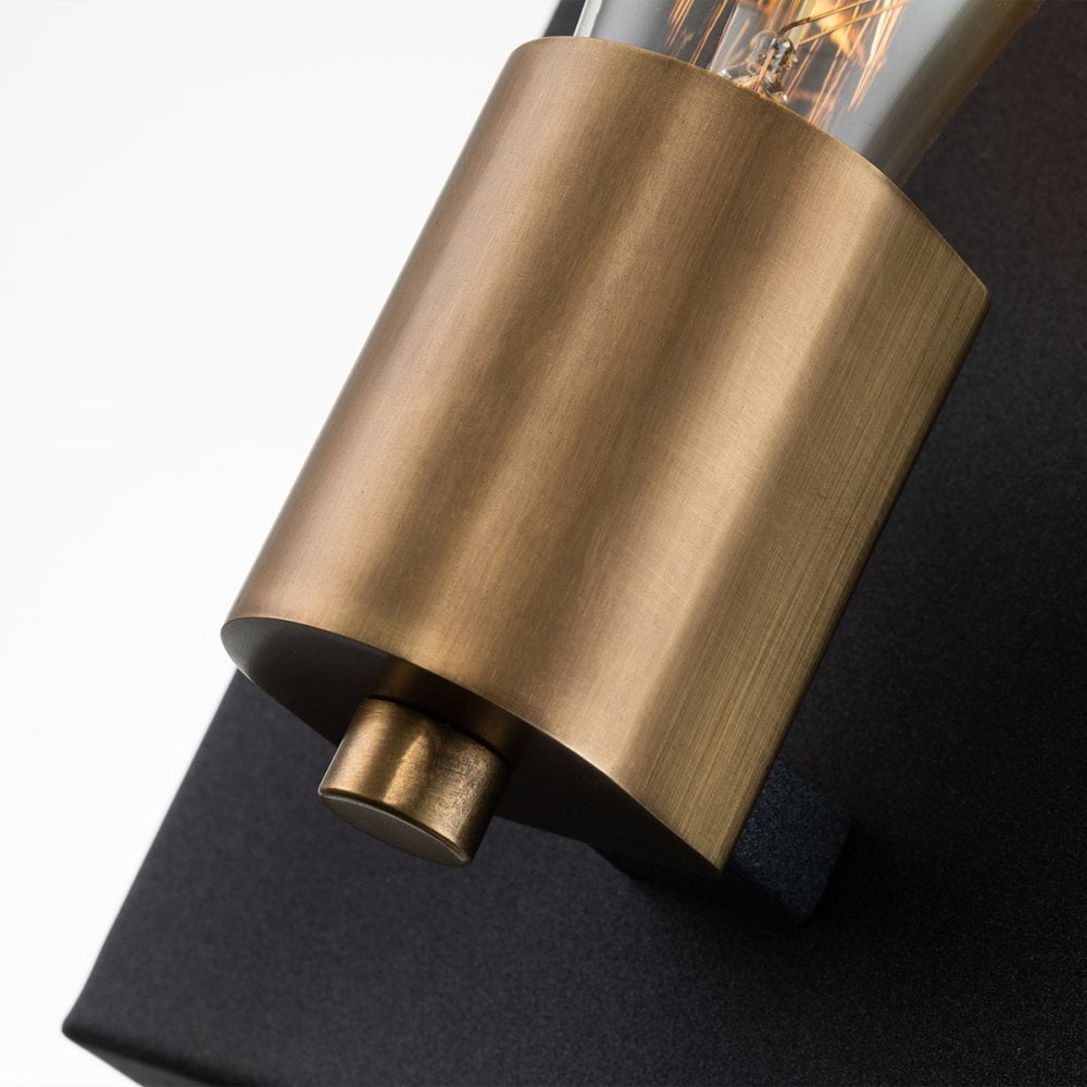 Silas Single Wall Light In Aged Zinc And Heritage Brass Finish QN-SILAS1-DZ