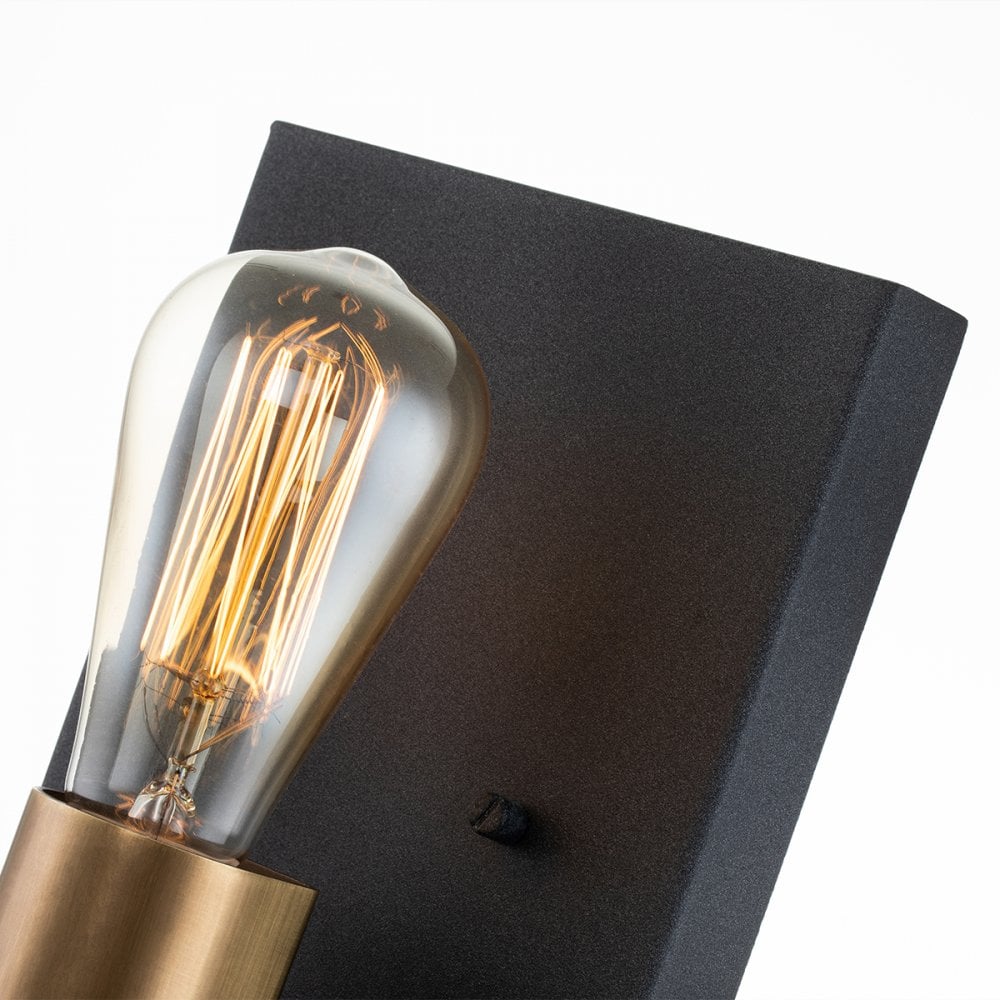 Silas Single Wall Light In Aged Zinc And Heritage Brass Finish QN-SILAS1-DZ