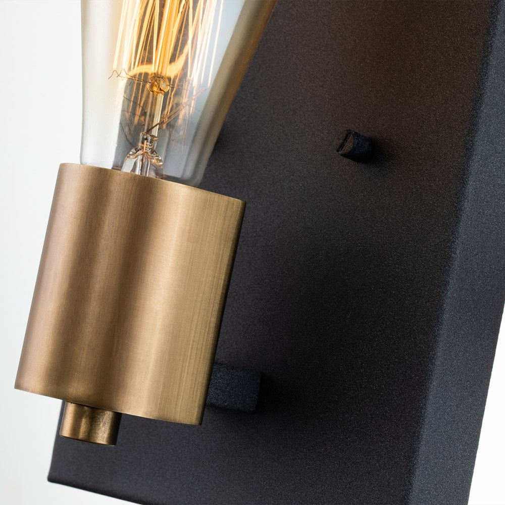 Silas Single Wall Light In Aged Zinc And Heritage Brass Finish QN-SILAS1-DZ