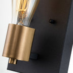 Silas Single Wall Light In Aged Zinc And Heritage Brass Finish QN-SILAS1-DZ