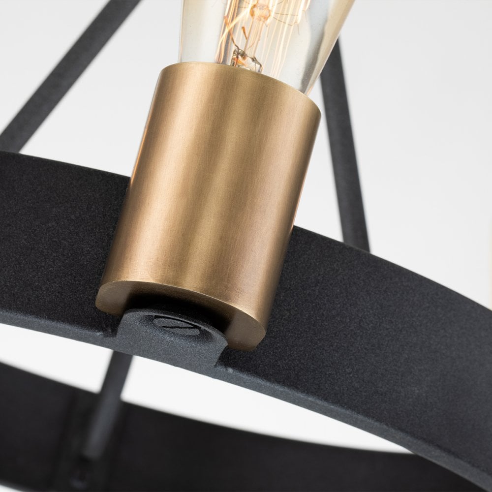 Silas 3 Light Ceiling Light In Aged Zinc And Heritage Brass Finish QN-SILAS-3P-DZ
