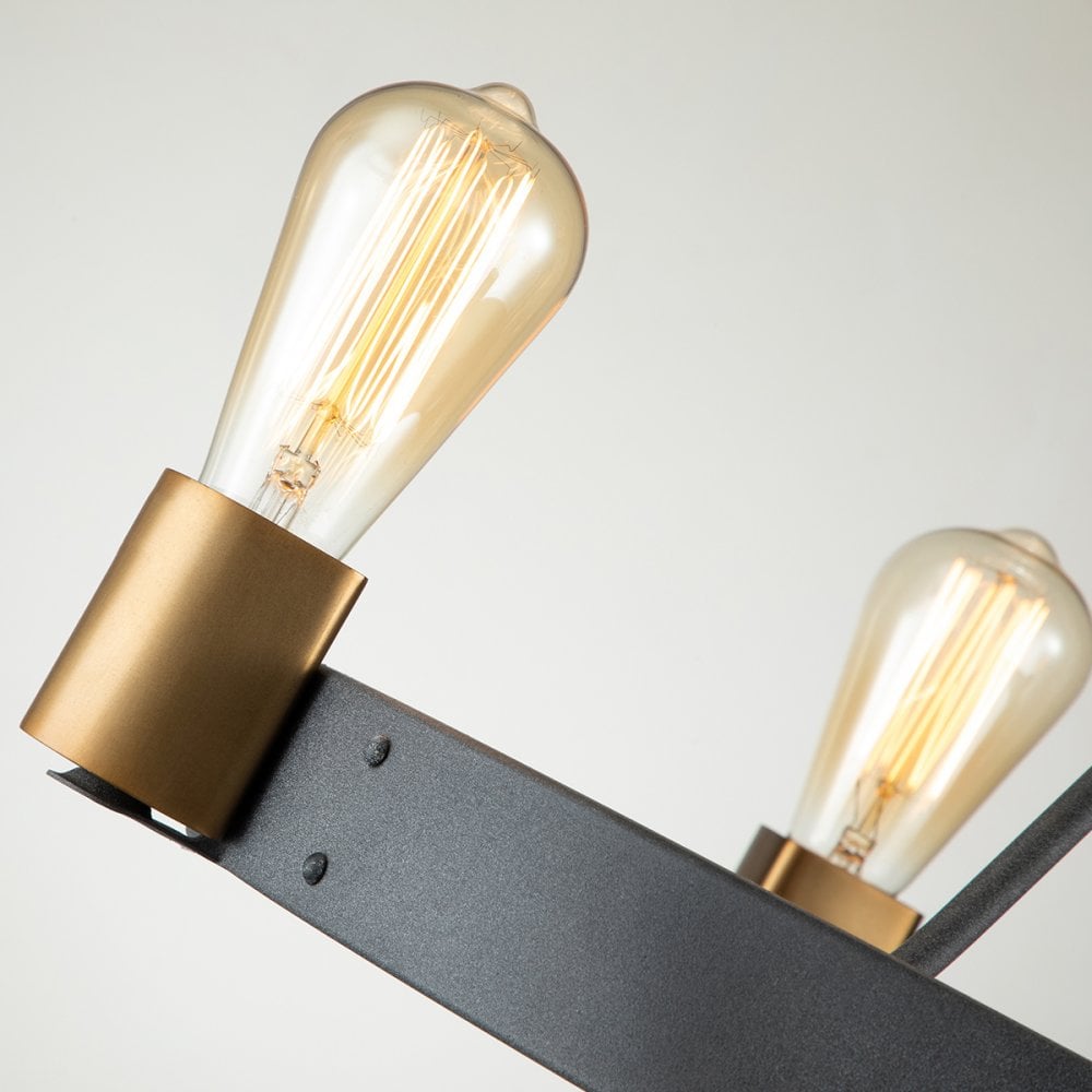 Silas 4 Light Ceiling Light In Aged Zinc And Heritage Brass Finish QN-SILAS-4P-DZ