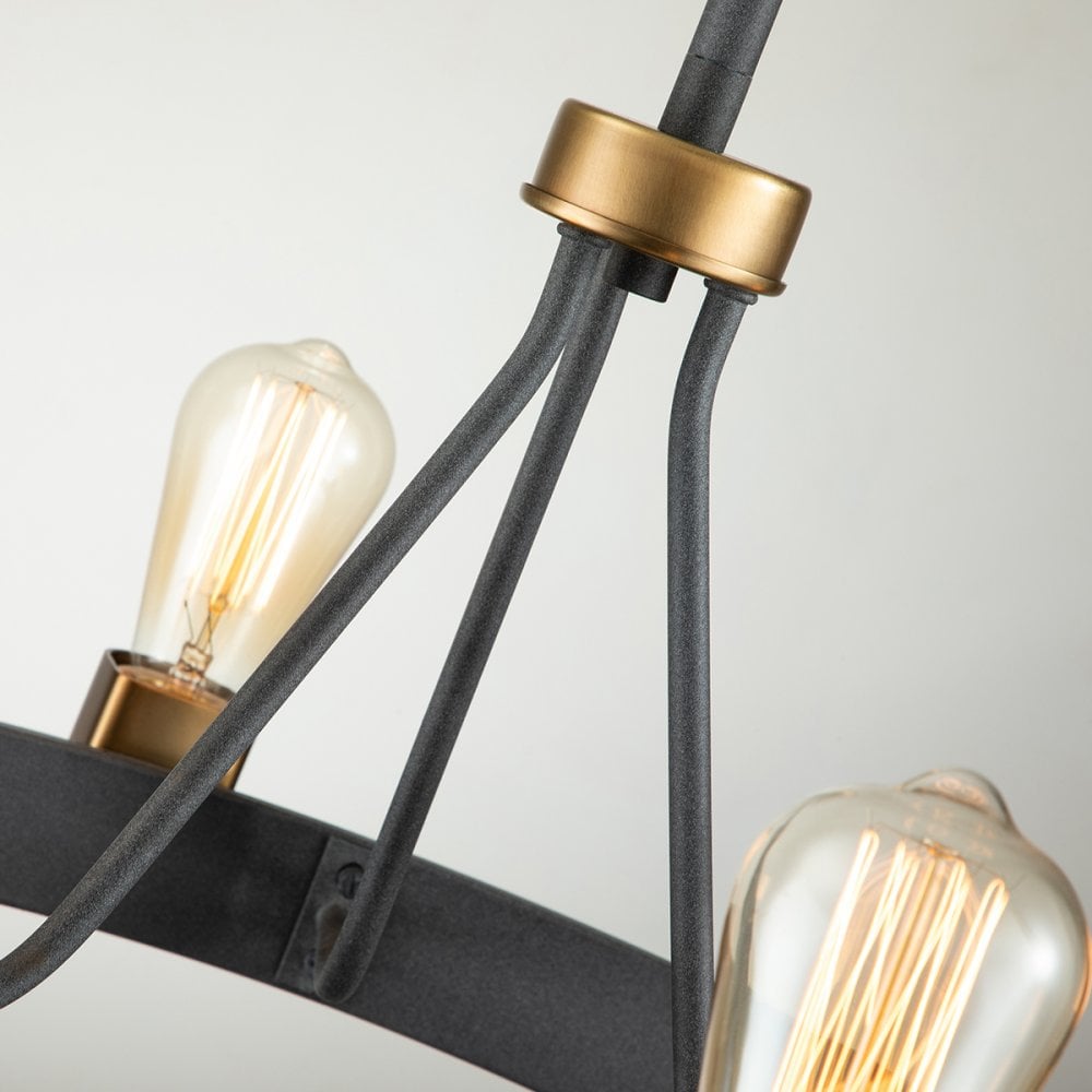 Silas 4 Light Ceiling Light In Aged Zinc And Heritage Brass Finish QN-SILAS-4P-DZ