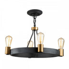Silas 4 Light Ceiling Light In Aged Zinc And Heritage Brass Finish QN-SILAS-4P-DZ