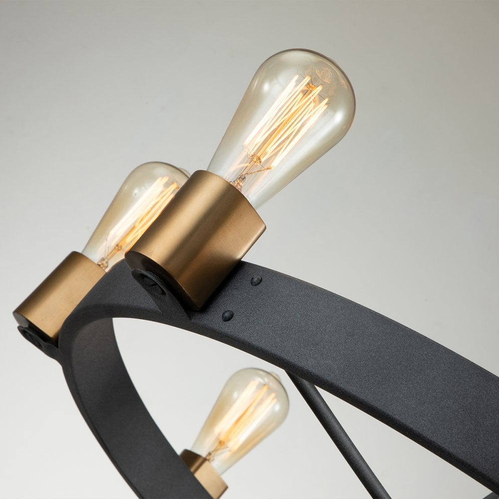 Silas 8 Light Ceiling Light In Aged Zinc And Heritage Brass Finish QN-SILAS-8P-DZ