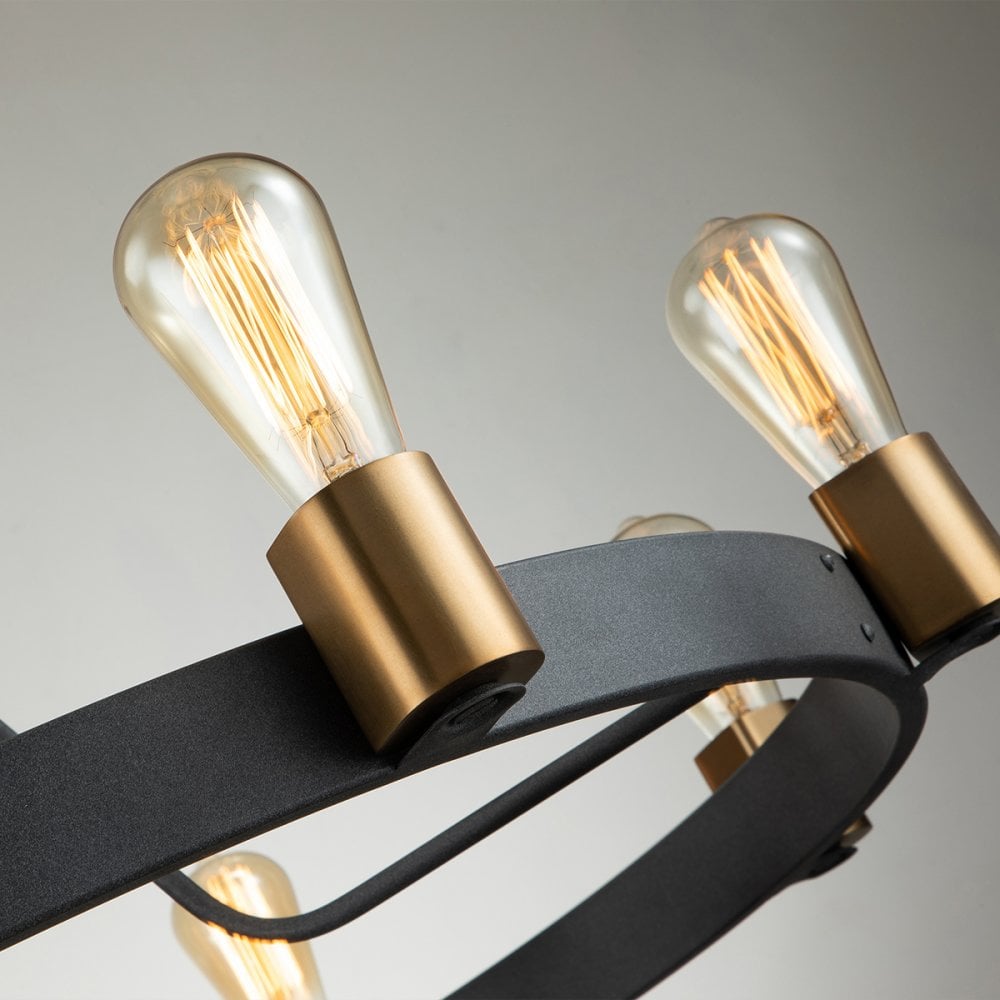 Silas 8 Light Ceiling Light In Aged Zinc And Heritage Brass Finish QN-SILAS-8P-DZ