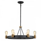Silas 6 Light Ceiling Light In Aged Zinc And Heritage Brass Finish QN-SILAS-6P-DZ
