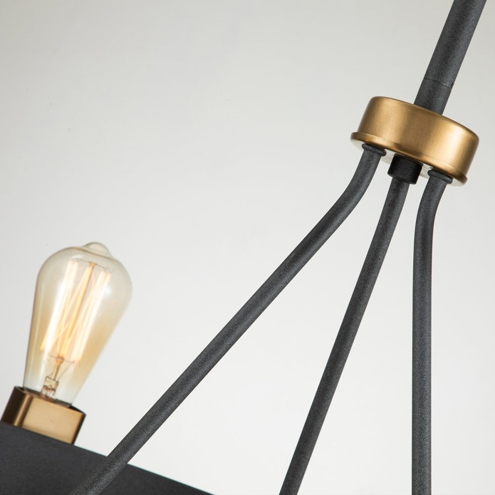 Silas 6 Light Ceiling Light In Aged Zinc And Heritage Brass Finish QN-SILAS-6P-DZ