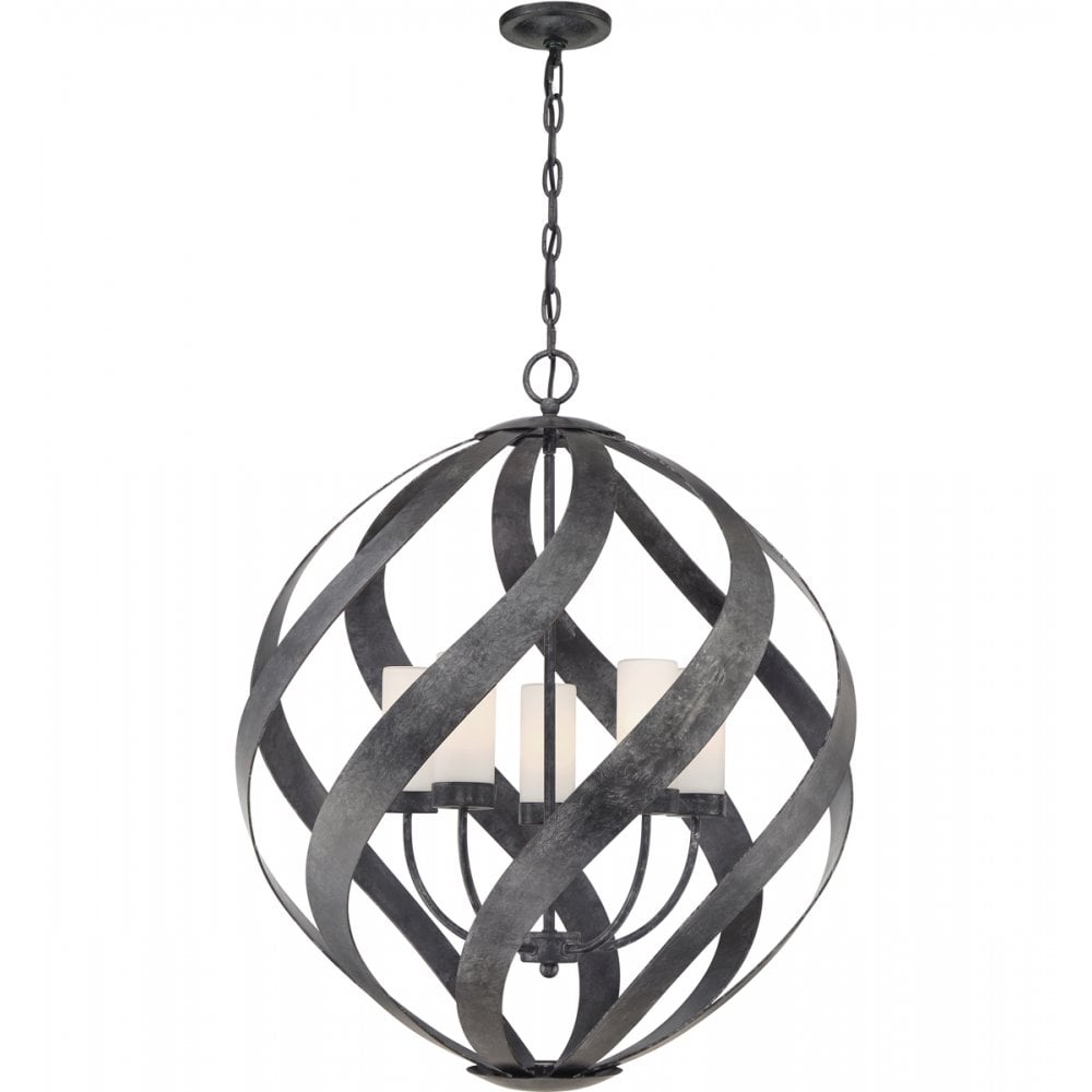 Blacksmith 5 Light Ceiling Chandelier In Old Black Finish IP44 QN-BLACKSMITH-5P-OBK