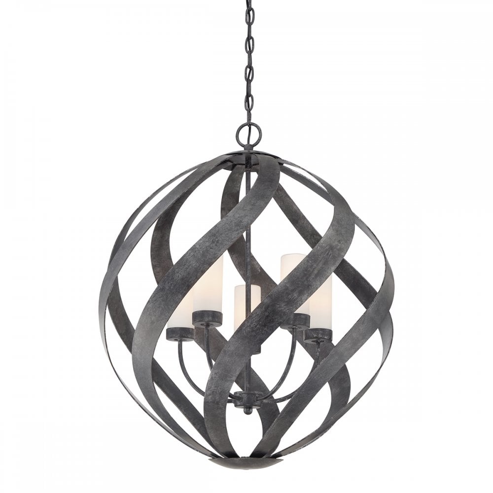 Blacksmith 5 Light Ceiling Chandelier In Old Black Finish IP44 QN-BLACKSMITH-5P-OBK