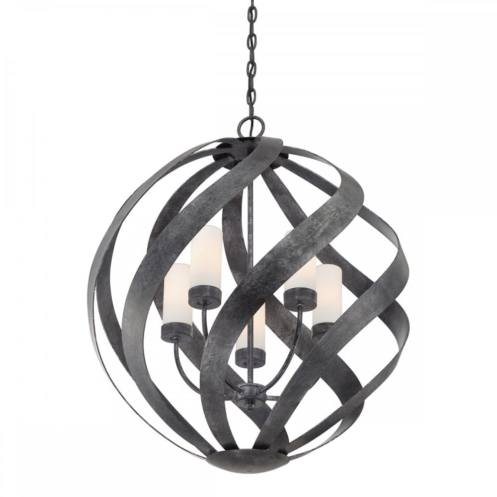 Blacksmith 5 Light Ceiling Chandelier In Old Black Finish IP44 QN-BLACKSMITH-5P-OBK