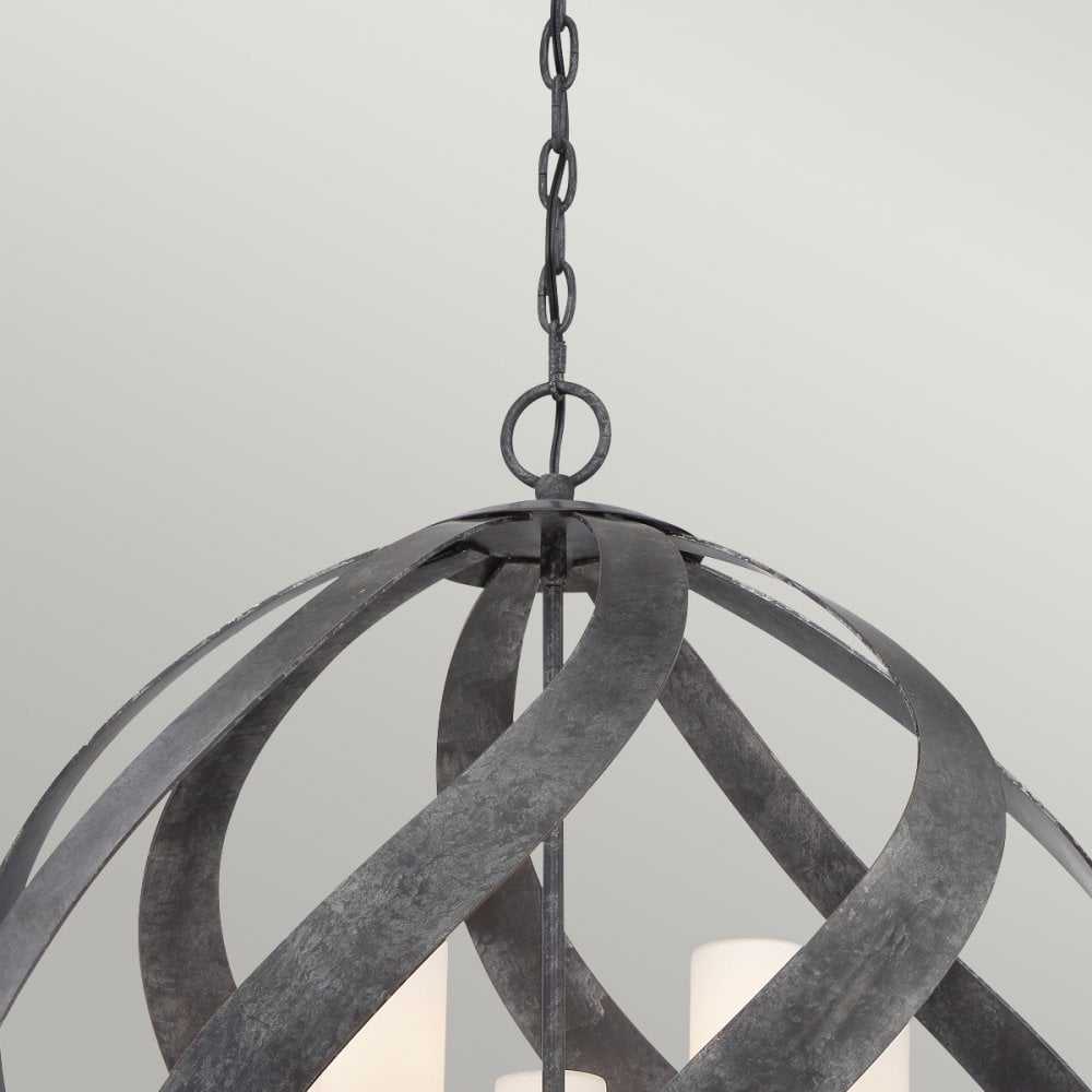 Blacksmith 5 Light Ceiling Chandelier In Old Black Finish IP44 QN-BLACKSMITH-5P-OBK