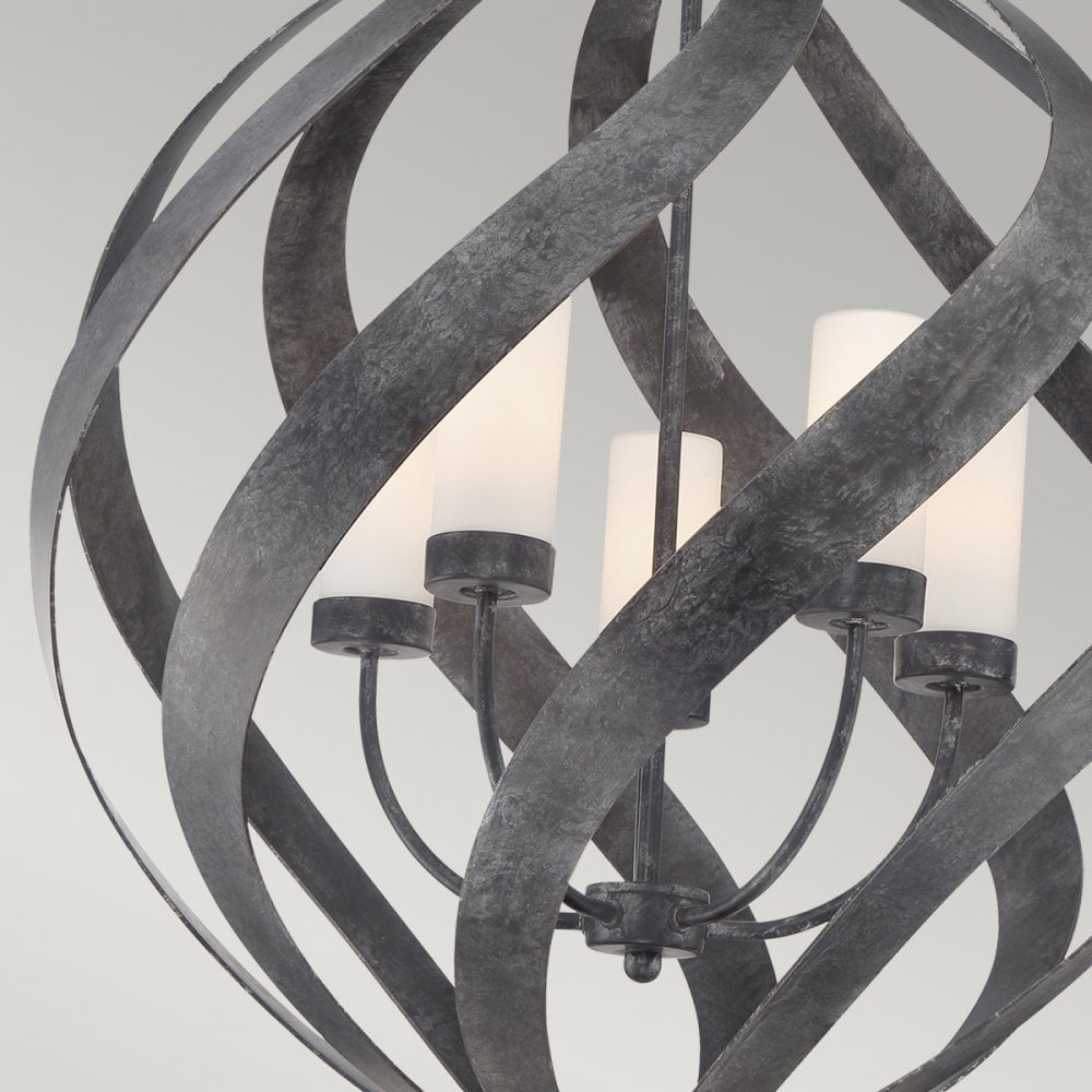 Blacksmith 5 Light Ceiling Chandelier In Old Black Finish IP44 QN-BLACKSMITH-5P-OBK
