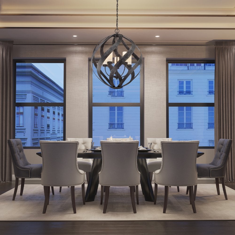 Blacksmith 5 Light Ceiling Chandelier In Old Black Finish IP44 QN-BLACKSMITH-5P-OBK
