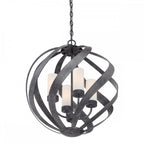 Blacksmith 4 Light Ceiling Chandelier In Old Black Finish IP44 QN-BLACKSMITH-4P-OBK