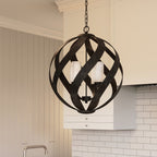 Blacksmith 4 Light Ceiling Chandelier In Old Black Finish IP44 QN-BLACKSMITH-4P-OBK