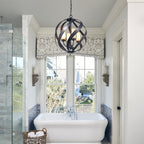 Blacksmith 4 Light Ceiling Chandelier In Old Black Finish IP44 QN-BLACKSMITH-4P-OBK