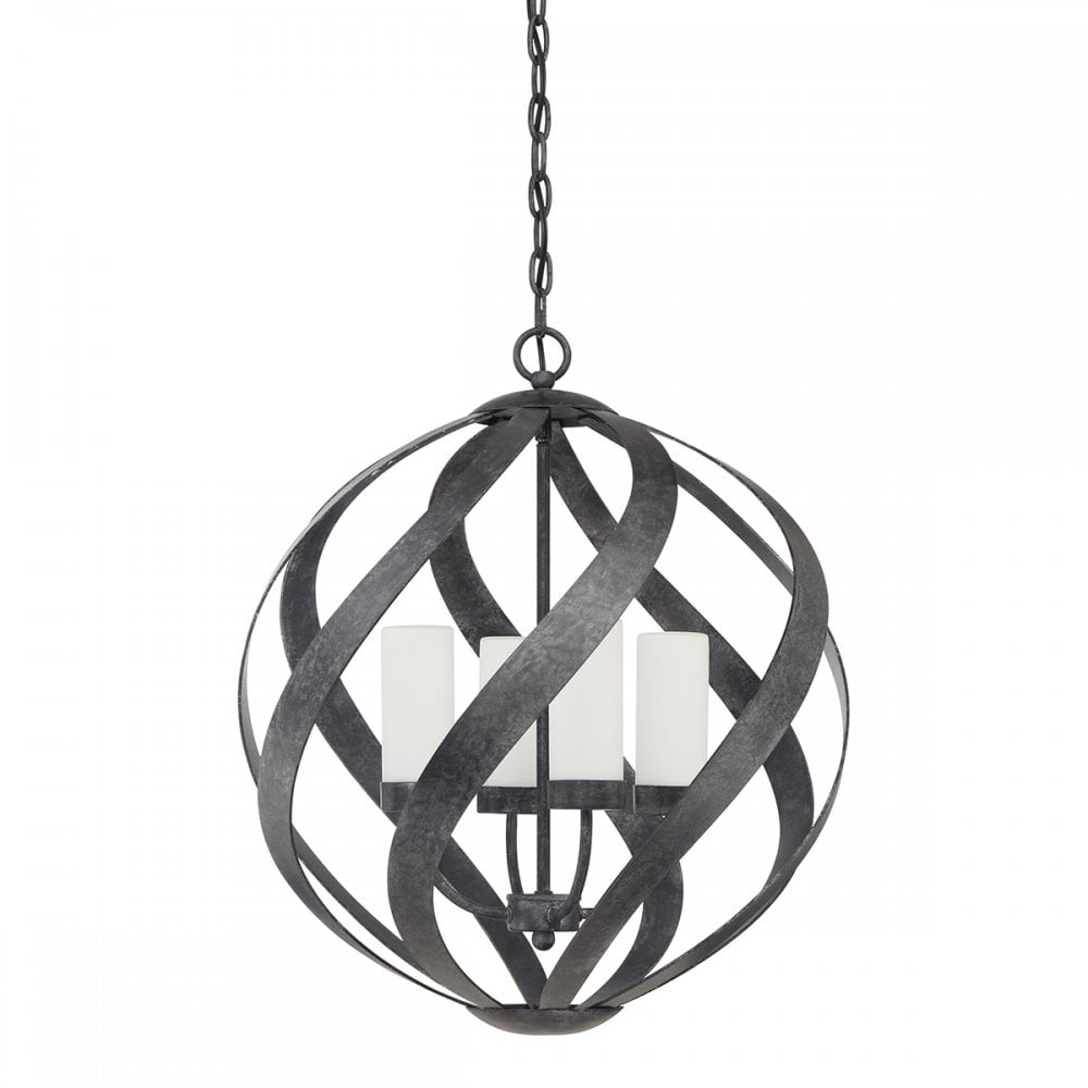 Blacksmith 4 Light Ceiling Chandelier In Old Black Finish IP44 QN-BLACKSMITH-4P-OBK