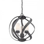 Blacksmith 3 Light Ceiling Chandelier In Old Black Finish IP44 QN-BLACKSMITH-3P-OBK