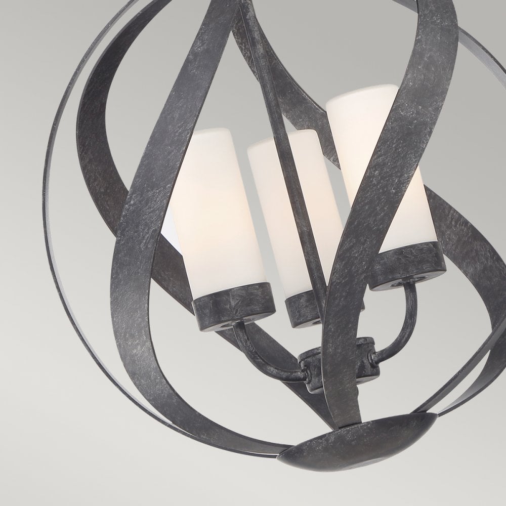 Blacksmith 3 Light Ceiling Chandelier In Old Black Finish IP44 QN-BLACKSMITH-3P-OBK