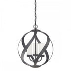 Blacksmith 3 Light Ceiling Chandelier In Old Black Finish IP44 QN-BLACKSMITH-3P-OBK