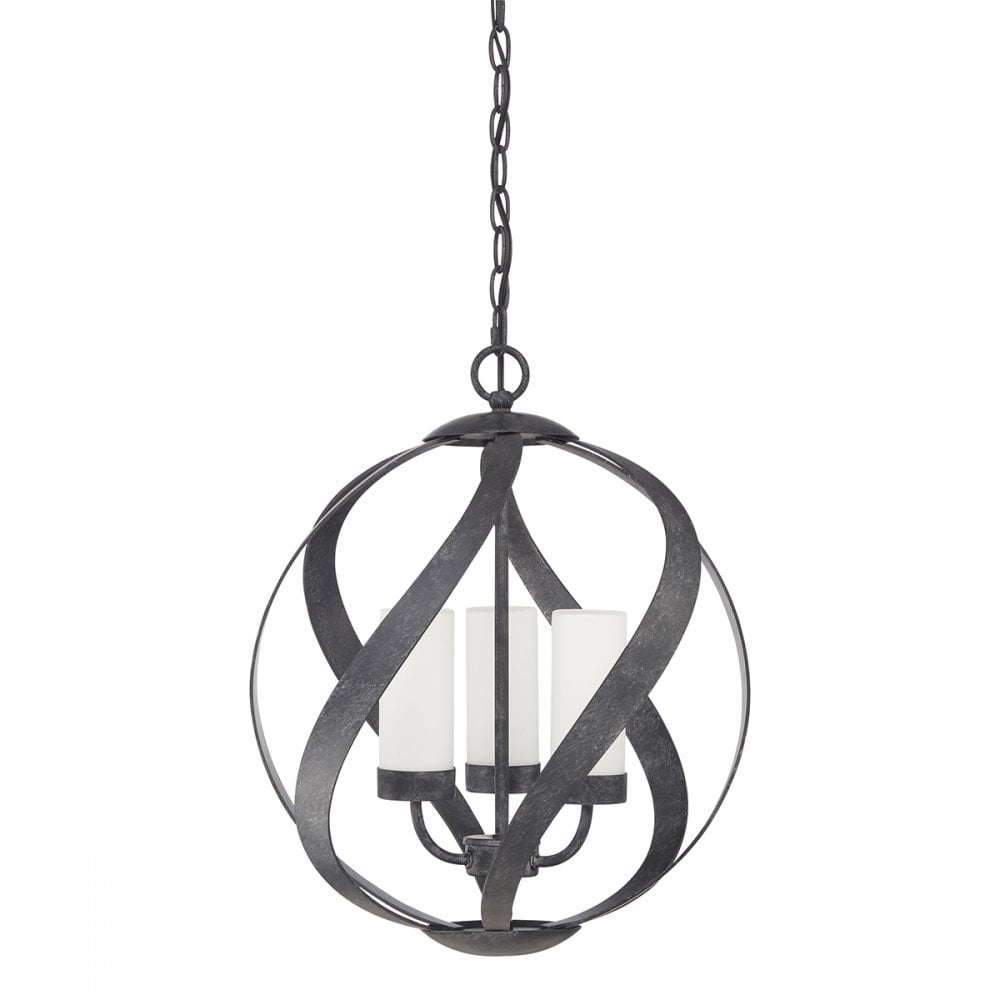Blacksmith 3 Light Ceiling Chandelier In Old Black Finish IP44 QN-BLACKSMITH-3P-OBK