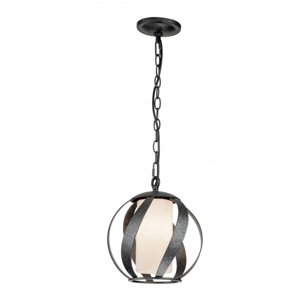 Blacksmith Single Ceiling Chandelier In Old Black Finish IP44 QN-BLACKSMITH-P-OBK