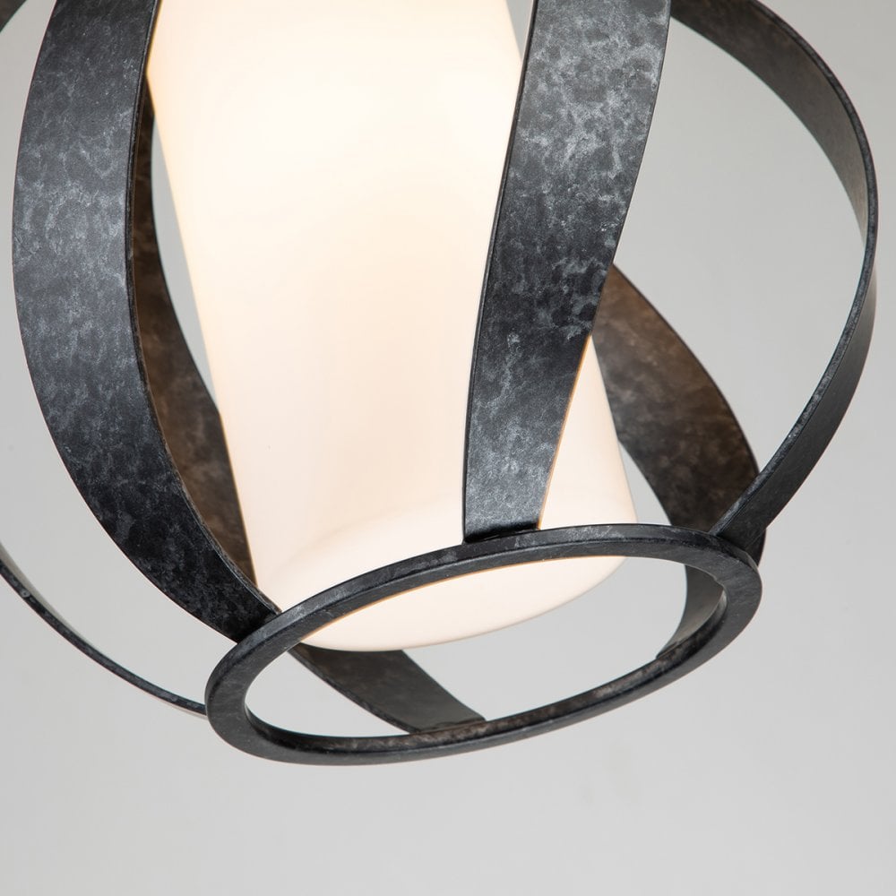 Blacksmith Single Ceiling Chandelier In Old Black Finish IP44 QN-BLACKSMITH-P-OBK