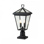 Alford Place Medium Pedestal Lantern In Museum Black Finish QN-ALFORD-PLACE3-M-MB