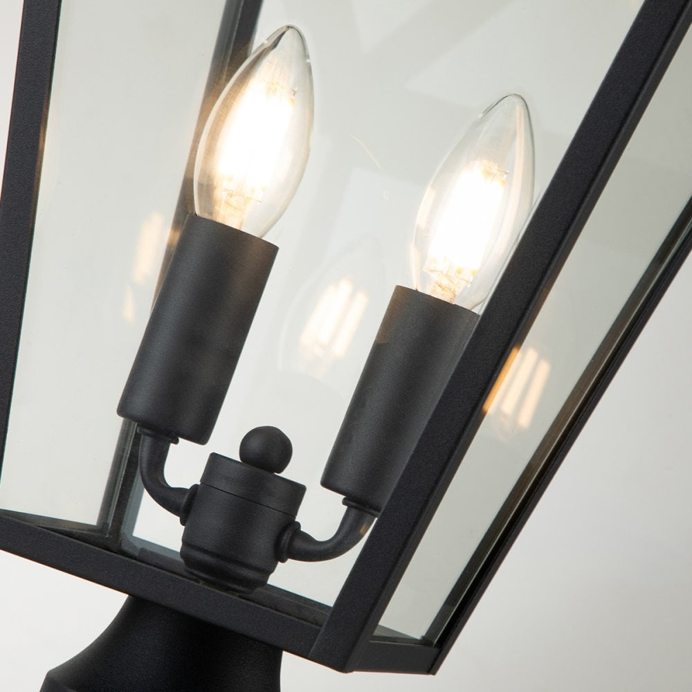 Alford Place Medium Pedestal Lantern In Museum Black Finish QN-ALFORD-PLACE3-M-MB