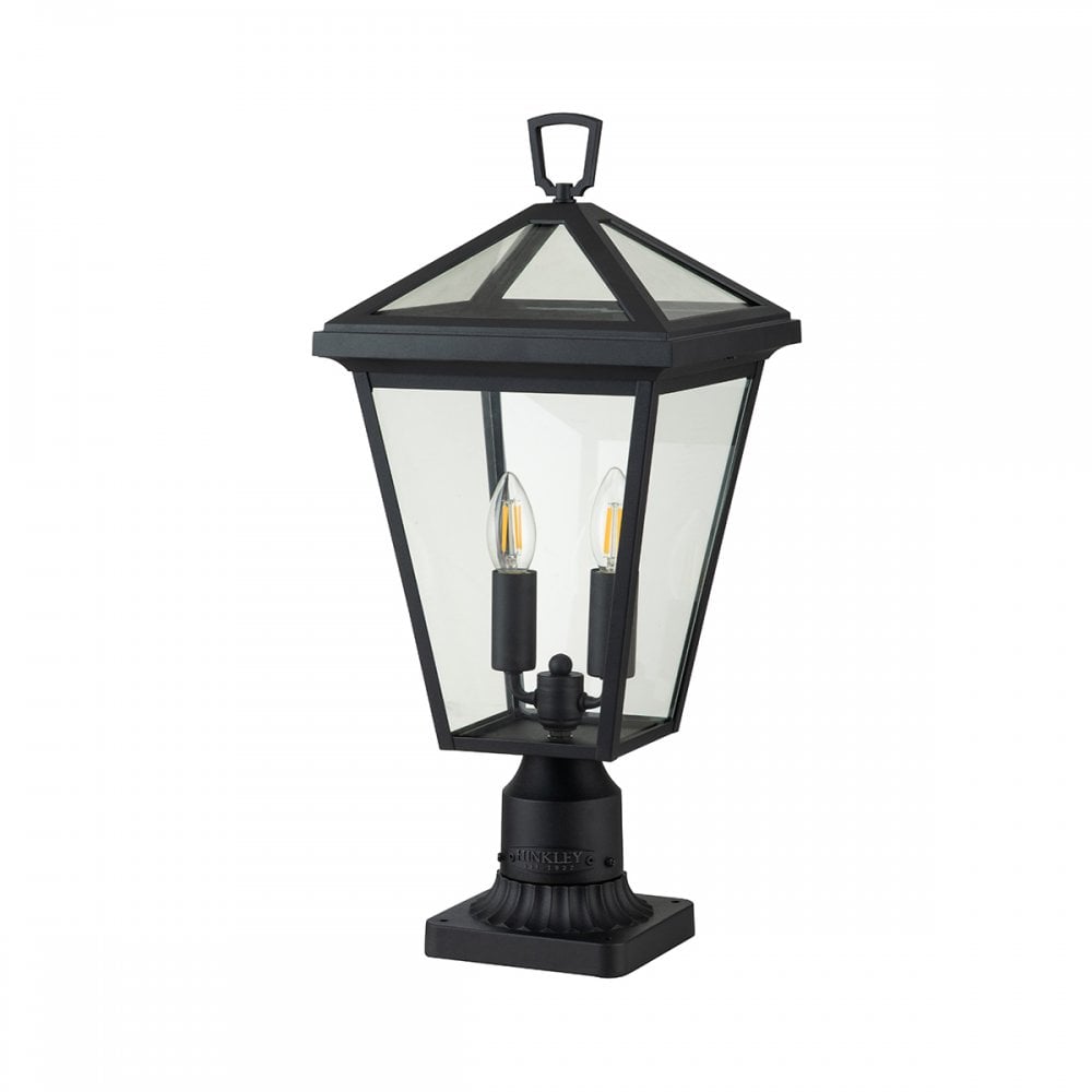 Alford Place Medium Pedestal Lantern In Museum Black Finish QN-ALFORD-PLACE3-M-MB