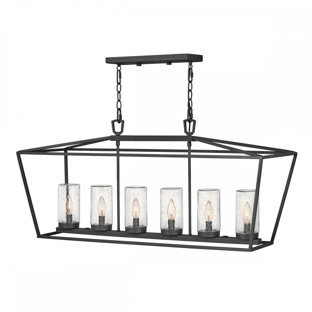 Alford Place Indoor or Outdoor Linear Ceiling Pendant Light QN-ALFORD-PLACE-6P-MB