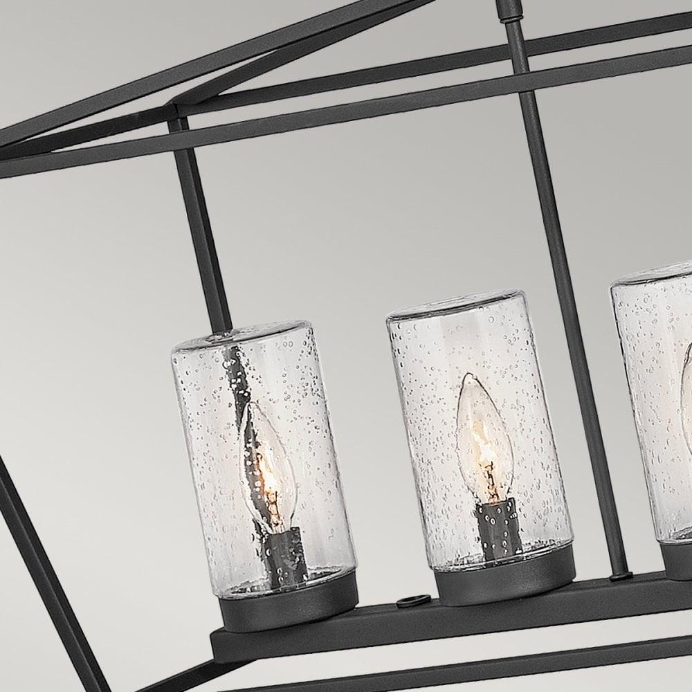 Alford Place Indoor or Outdoor Linear Ceiling Pendant Light QN-ALFORD-PLACE-6P-MB