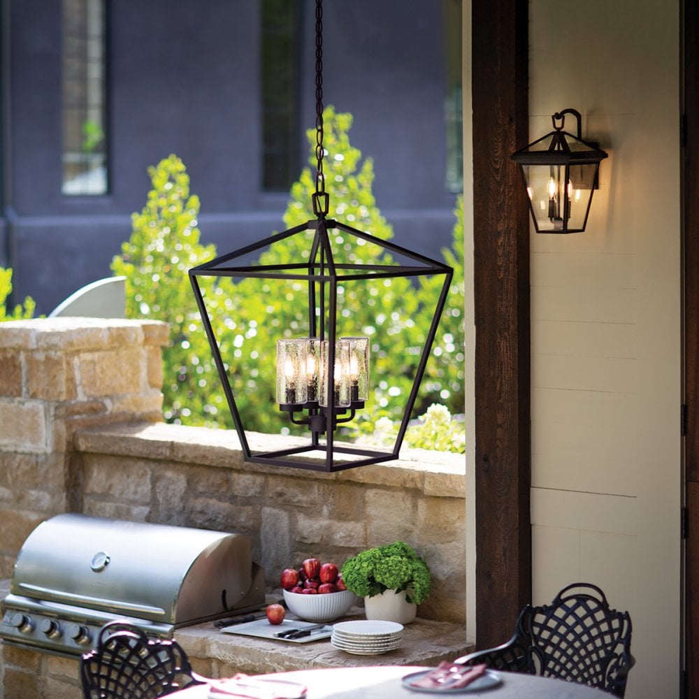 Alford Place Indoor Or Outdoor Pendant Light QN-ALFORD-PLACE-4P-MB