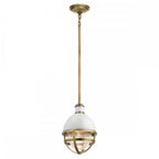 Tollis Mini Ceiling Pendant In Natural Brass And White Finish QN-TOLLIS-MP-NBR