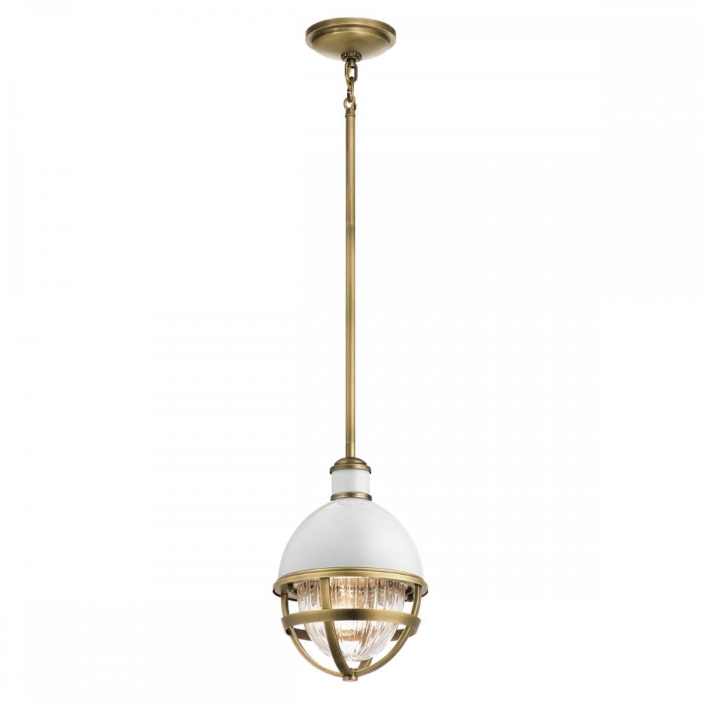 Tollis Mini Ceiling Pendant In Natural Brass And White Finish QN-TOLLIS-MP-NBR