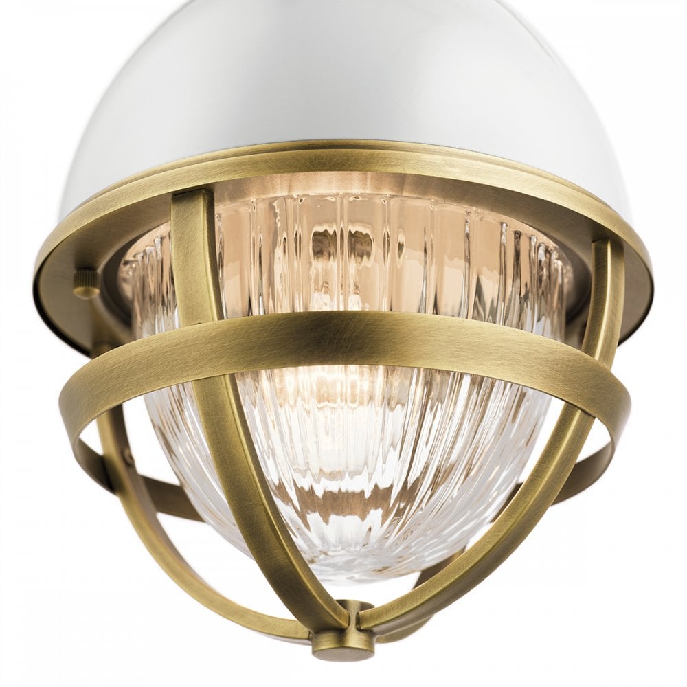 Tollis Mini Ceiling Pendant In Natural Brass And White Finish QN-TOLLIS-MP-NBR