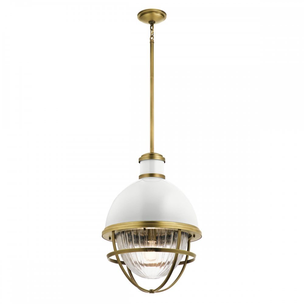 Tollis Ceiling Pendant In Natural Brass And White Finish QN-TOLLIS-P-NBR