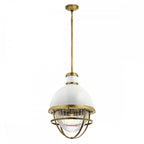Tollis Ceiling Pendant In Natural Brass And White Finish QN-TOLLIS-P-NBR