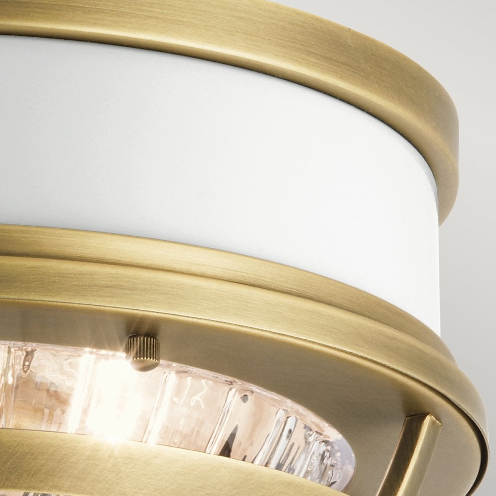 Tollis Flush Ceiling Light In Natural Brass And White Finish QN-TOLLIS-F-NBR