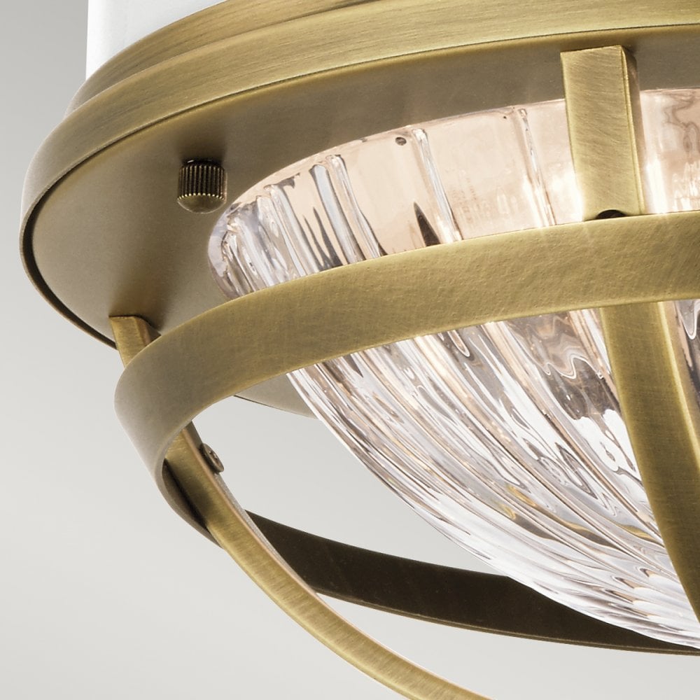 Tollis Flush Ceiling Light In Natural Brass And White Finish QN-TOLLIS-F-NBR