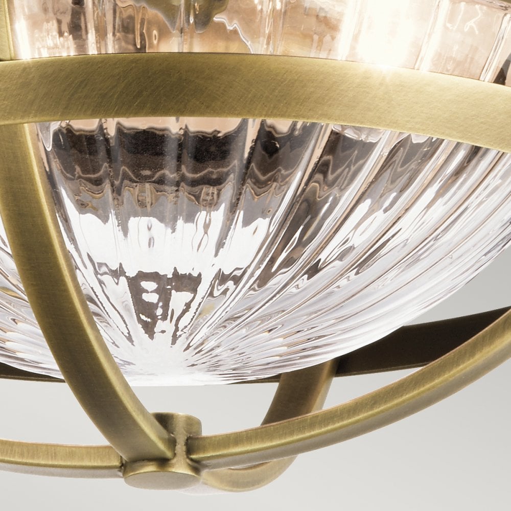 Tollis Flush Ceiling Light In Natural Brass And White Finish QN-TOLLIS-F-NBR