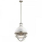 Tollis Ceiling Pendant Light In Brushed Nickel And White Finish QN-TOLLIS-P-BN