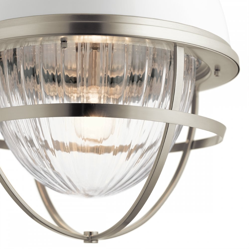 Tollis Ceiling Pendant Light In Brushed Nickel And White Finish QN-TOLLIS-P-BN
