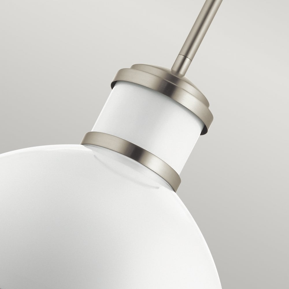 Tollis Ceiling Pendant Light In Brushed Nickel And White Finish QN-TOLLIS-P-BN