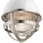 Tollis Mini Ceiling Pendant Light In Brushed Nickel And White Finish QN-TOLLIS-MP-BN