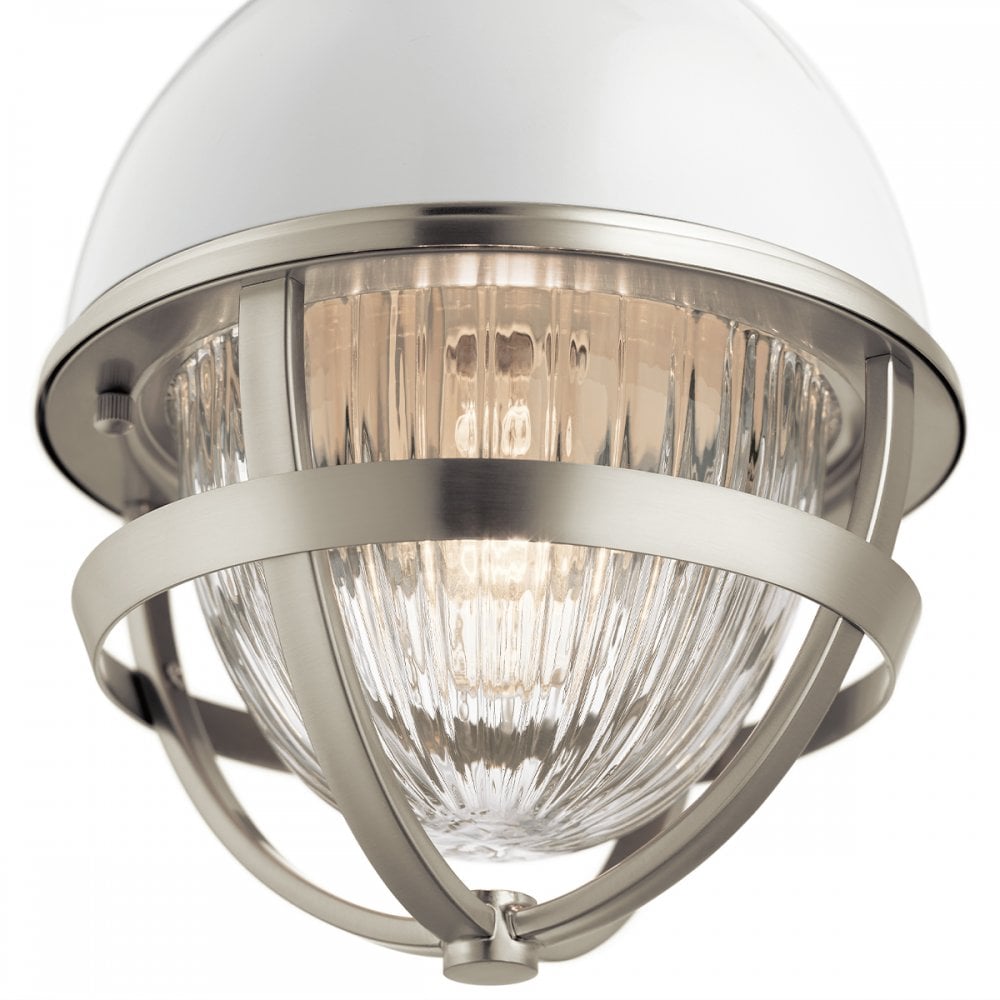 Tollis Mini Ceiling Pendant Light In Brushed Nickel And White Finish QN-TOLLIS-MP-BN